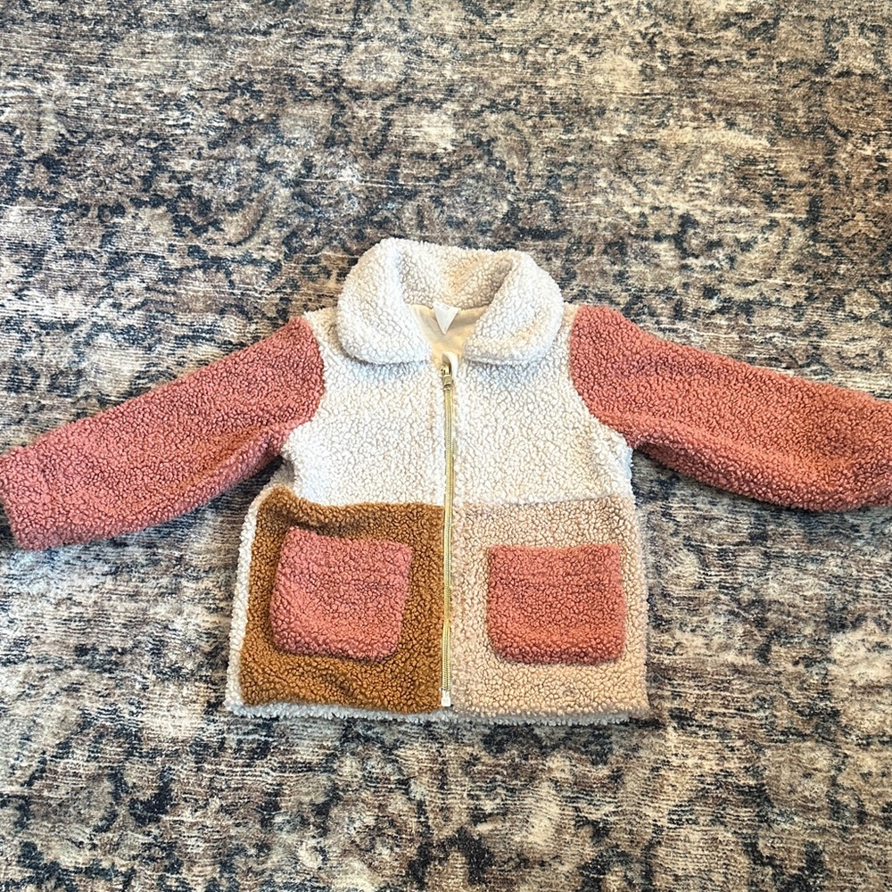H&M Cream, Pink & Brown Sherpa Jacket for Kids